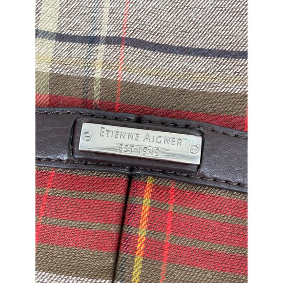 Etienne Aigner Preppy Plaid Shoulder Bag, Purse, Lots pockets, Exc Cond. - Picture 5 of 10